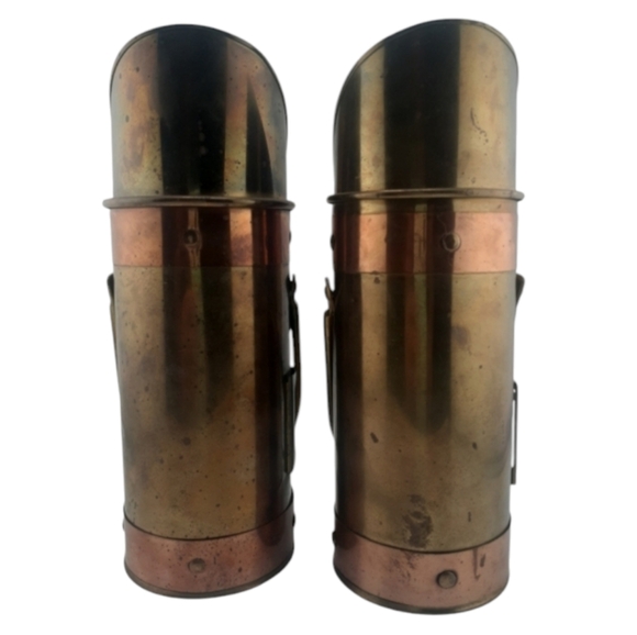 Brass & Copper Fireplace Accessories Match Holder & Coal Ash Scuttle Bucket - Picture 1 of 5